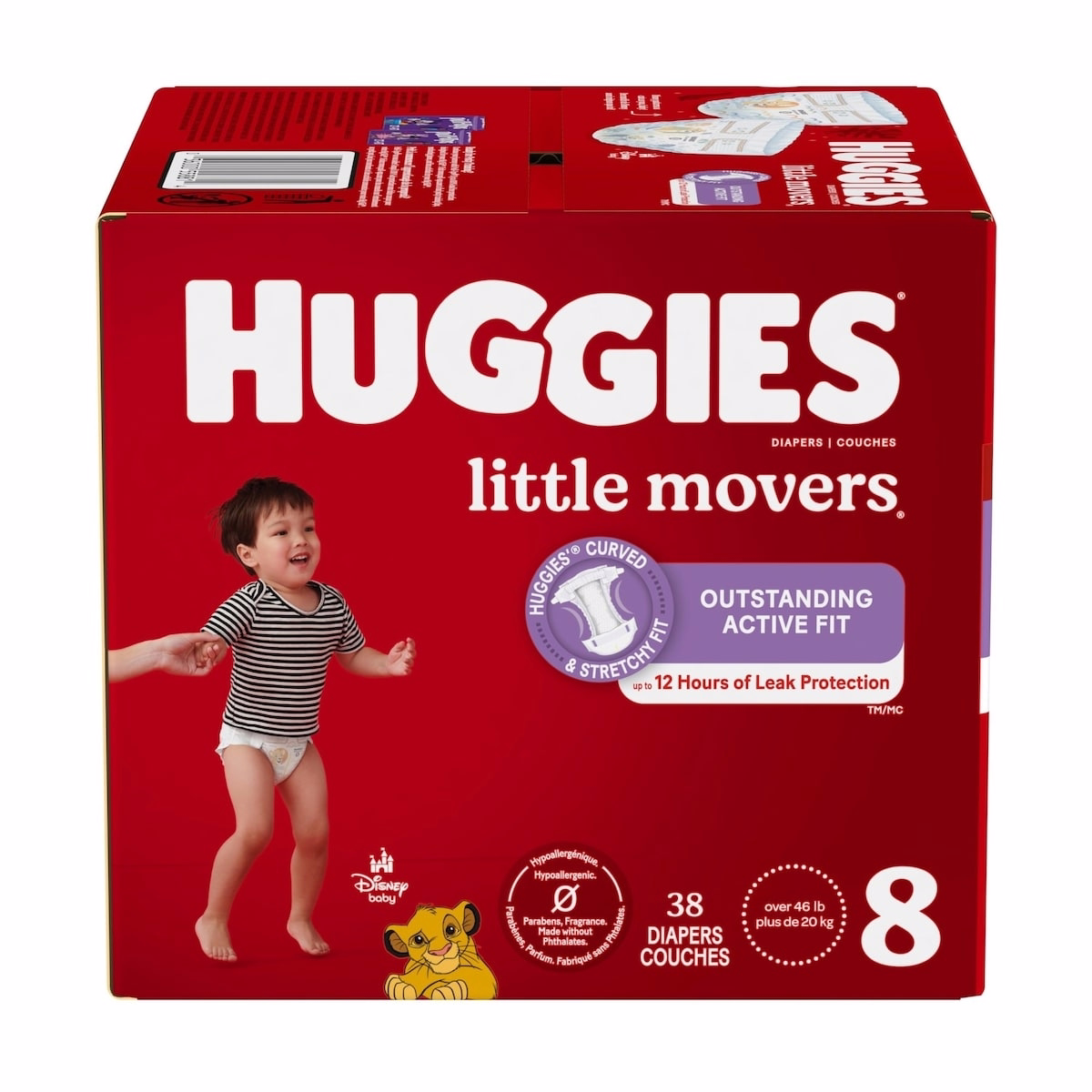 Little Movers Baby Diapers, Size 8 (46+ lbs), 38 Ct