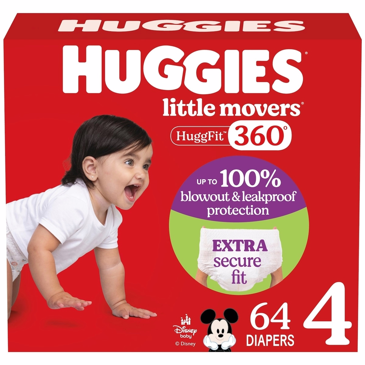 Little Movers HuggFit 360° Baby Diapers with 360° Waistband, Size 4 (22-37 lbs)
