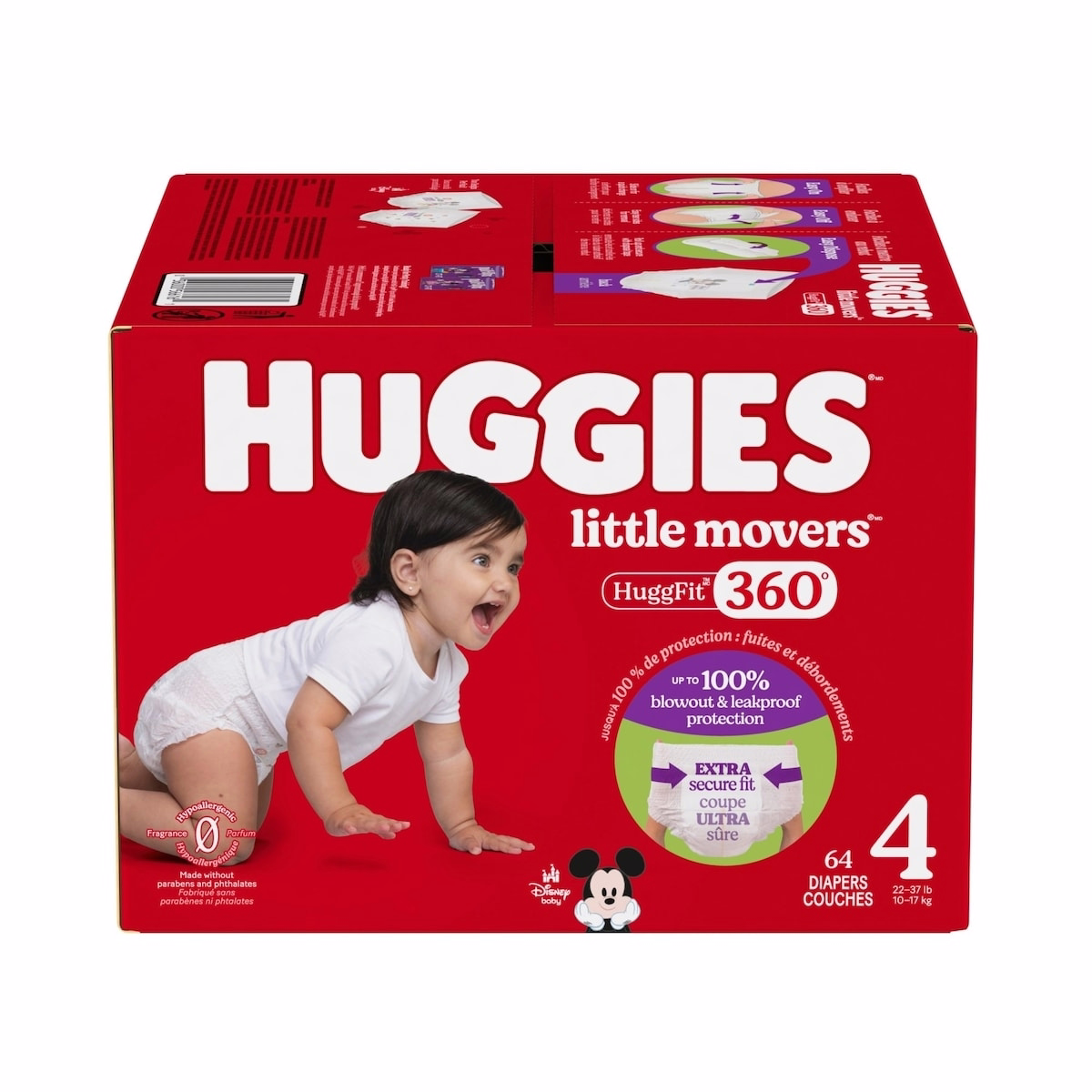 Little Movers HuggFit 360° Baby Diapers with 360° Waistband, Size 4 (22-37 lbs)