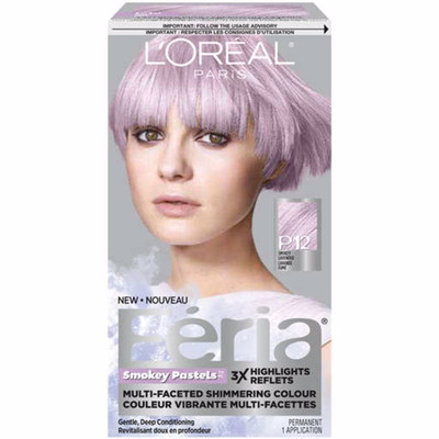 L'oreal Paris Feria Pastels Hair Color, P12 Lavender Dusk (smokey Lavender), 1 Kit