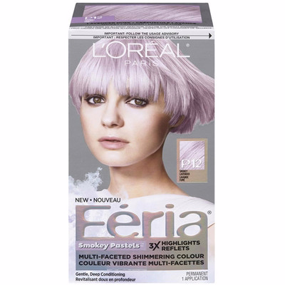 L'oreal Paris Feria Pastels Hair Color, P12 Lavender Dusk (smokey Lavender), 1 Kit