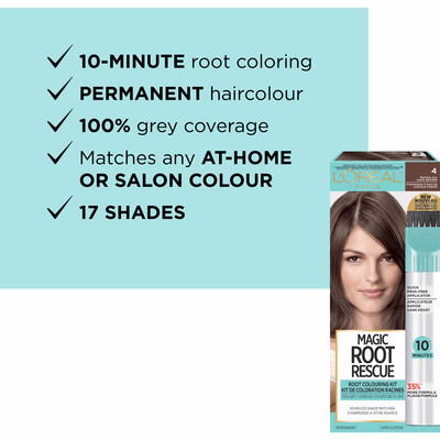 L'oreal Paris Magic Root Rescue 10 Minute Root Hair Coloring Kit, 4 Dark Brown, 1 Kit