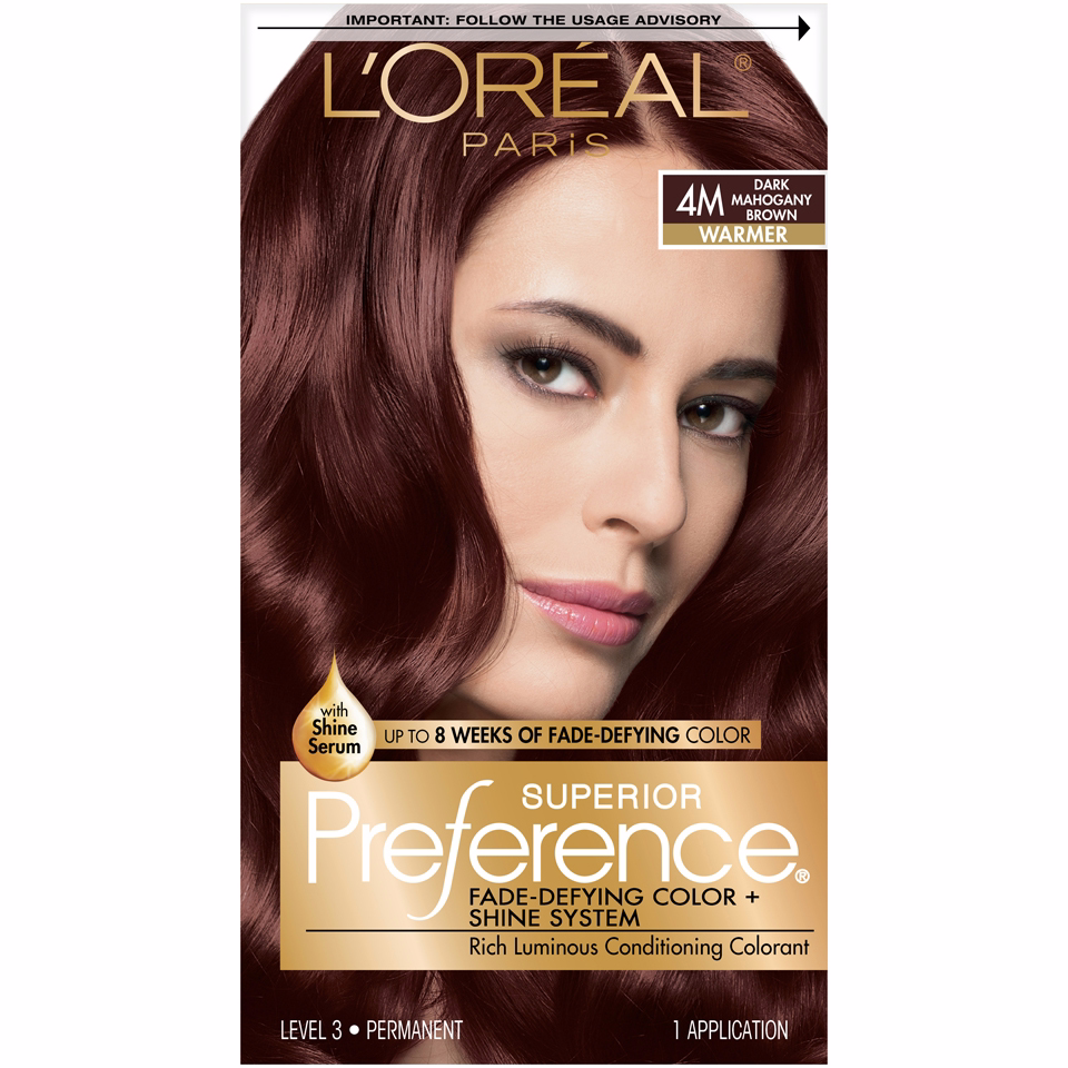 L'oreal Paris Superior Preference Fade-defying Shine Permanent Hair Color, 4m Dark Mahogany Brown, 1 Kit