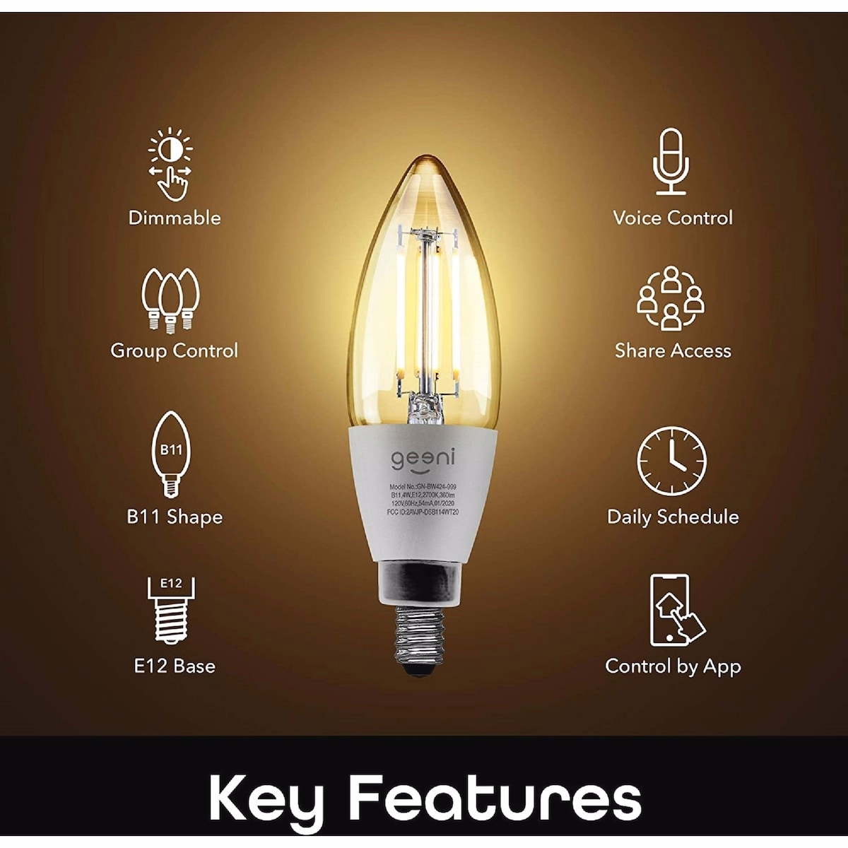 LUX Edison B11 Wi-Fi LED Smart Bulb 2 pack