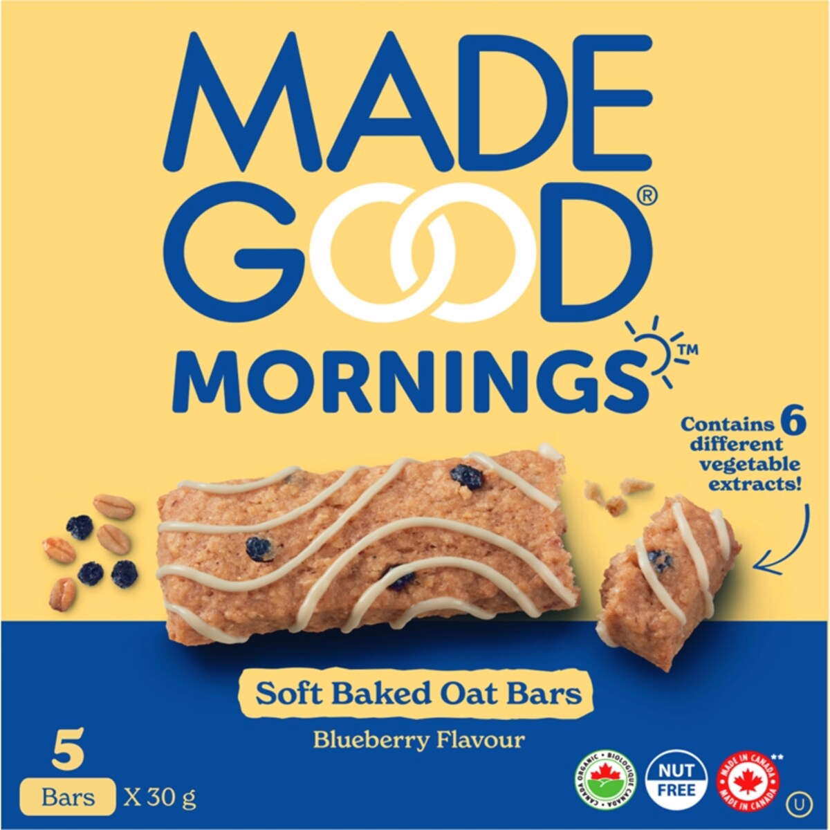 MadeGood Mornings Blueberry Soft Baked Oat Bars 5pk