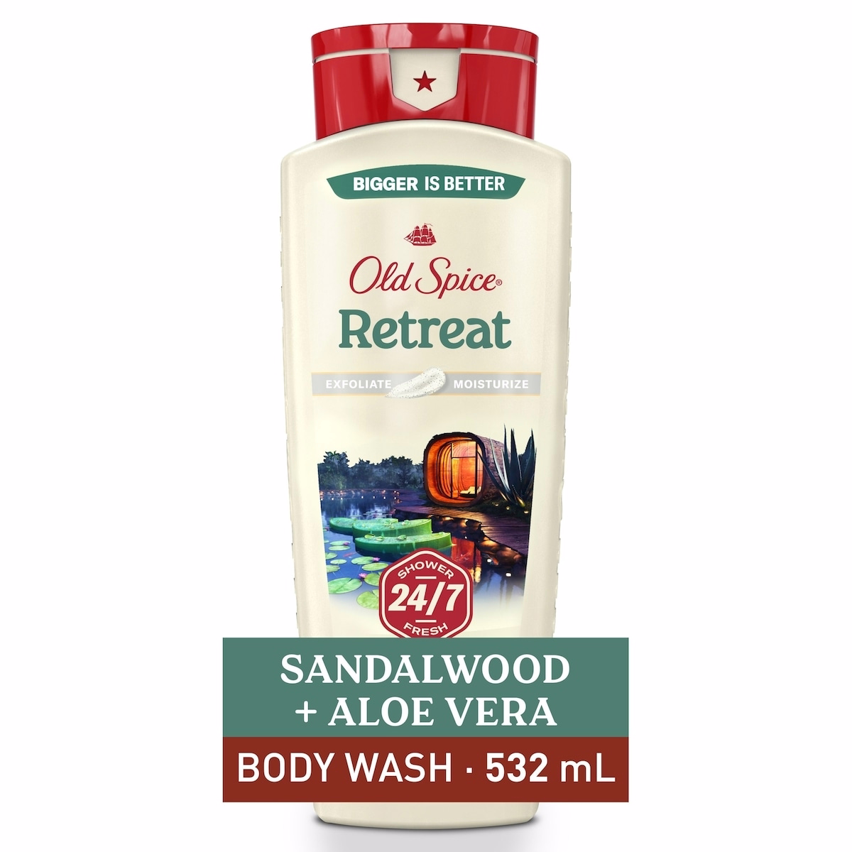 Men's Body Wash for Men, Retreat Scent, 24/7 Shower Fresh, Exfoliation + Moisturization