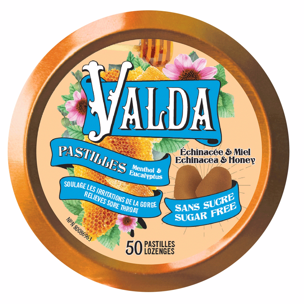 VALDA LOZ 멘톨 로젠지 - 에키네시아 꿀 맛 무설탕 50개