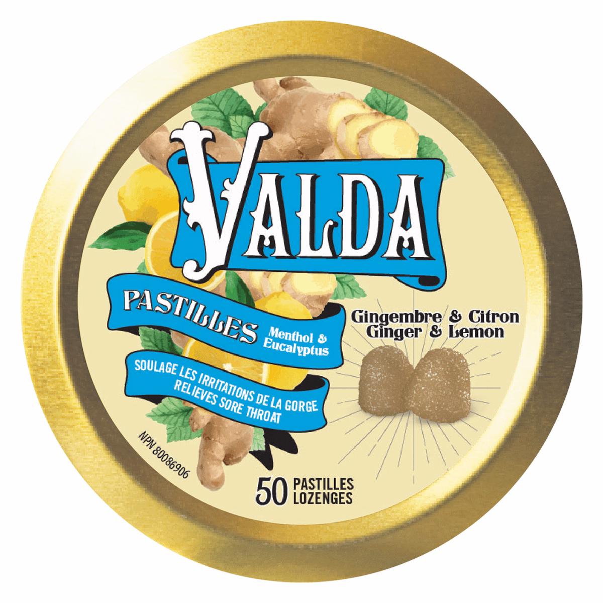 멘톨 로젠지 생강 및 레몬 향 50개 로젠지