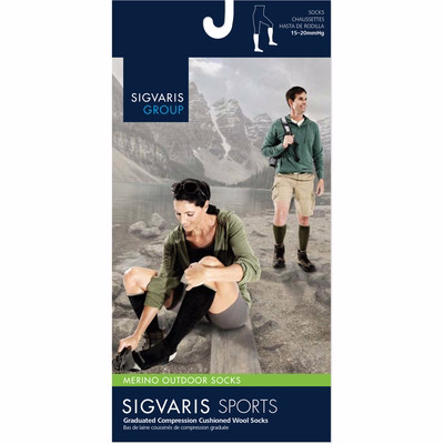 Merino Outdoor 421cl12 15-20mmhg Closed Toe, Calf Socks - Charcoal, Large