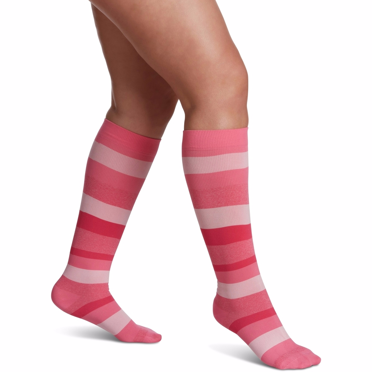 Microfiber Shades Compression Socks, Women, Pink Stripe - Size A