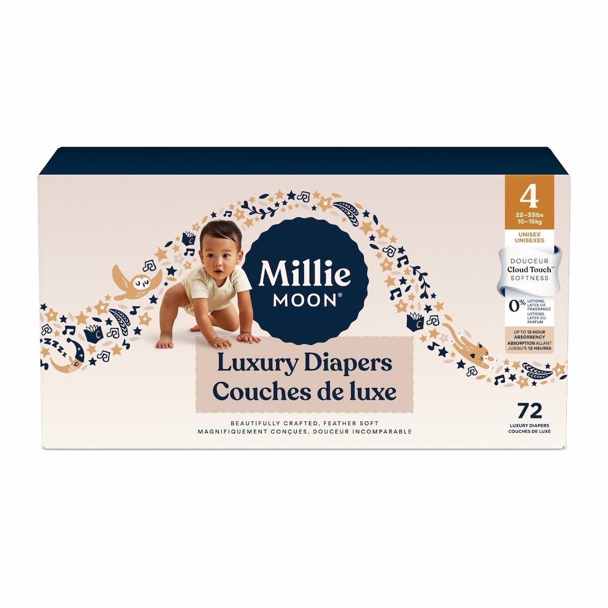 Millie Moon 豪華尿布，尺寸4，72枚