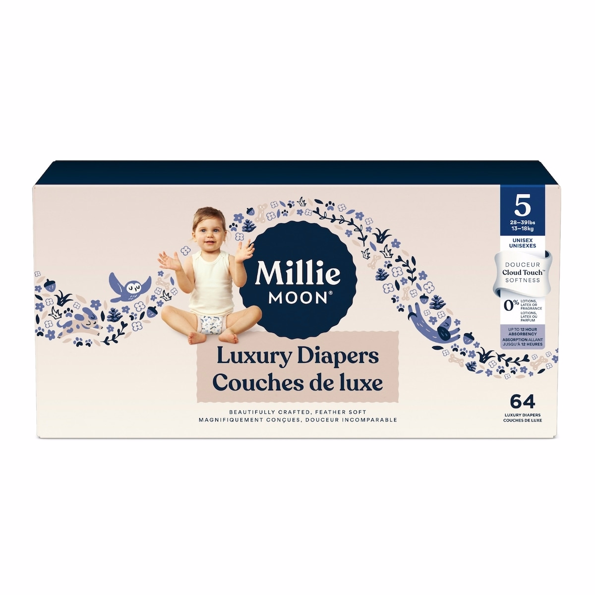 Millie Moon Luxury 尿布，尺寸 5，64 片裝