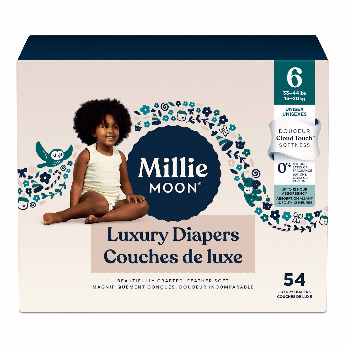 Millie Moon Luxury Diapers, Size 6, 54 Count