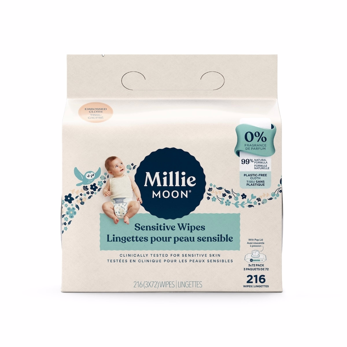 Millie Moon Sensitive Wipes, 216 Count