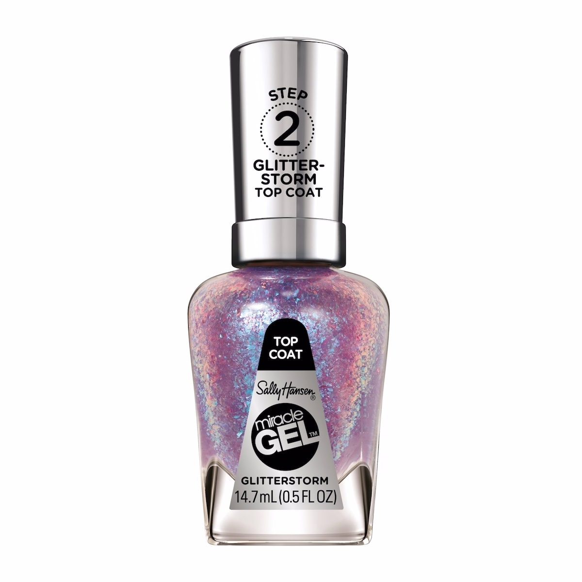 Miracle Gel, Glitterstorm IV, Nail Polish Top Coat, Color-Shifting Effects, No UV Lamp Needed