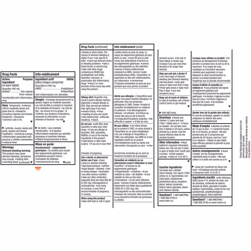 Motrin Super Strength Pain Relief Ibuprofen 400mg 16 Tablets