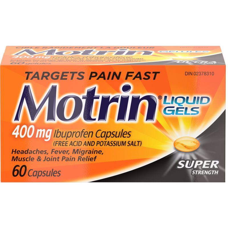 Motrin Super Strength Pain Relief Ibuprofen 400mg Liquid Gels, 60 Capsules