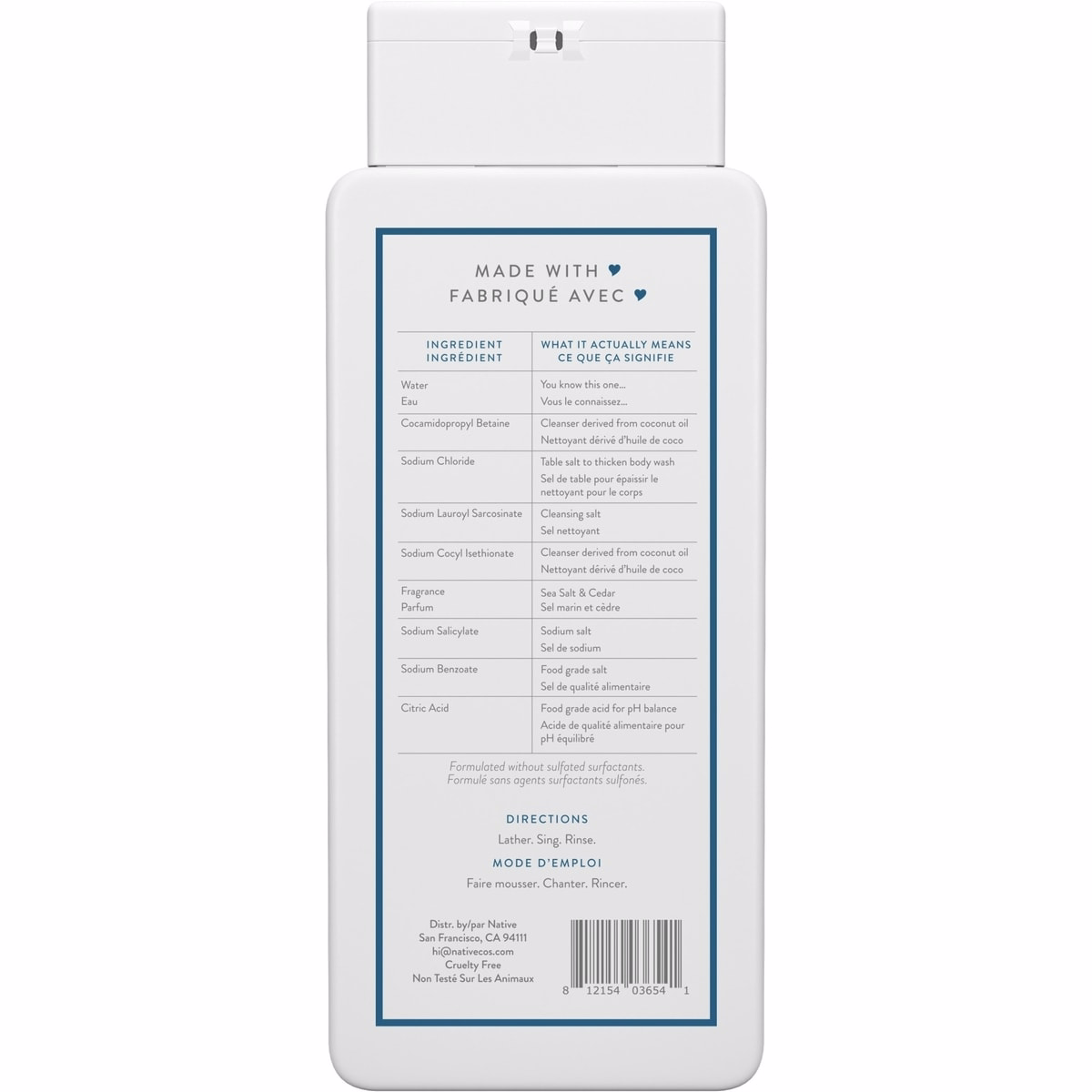 Natural Body Wash, Sea Salt & Cedar, Sulfate Free, Paraben Free