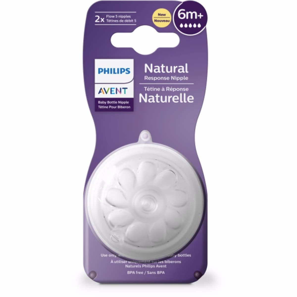 Avent 天然回應奶嘴流量 5、6M+、2件裝，SCY965/02