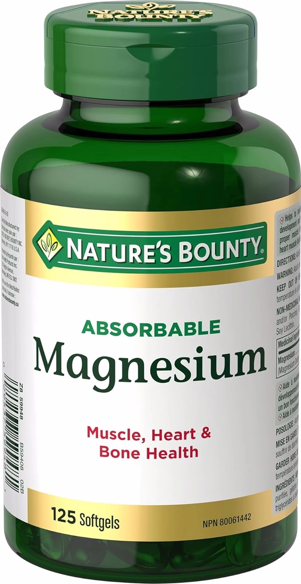 Nature's Bounty Absorbable Magnesium 400mg Softgels - 125 Count for Muscle & Bone Health
