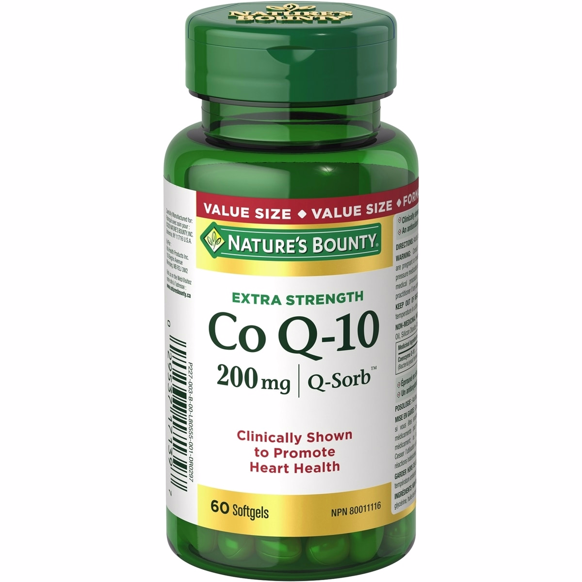 Nature's Bounty Co Q10 エクストラストレングス 200mg サプリメント 多色の60粒ソフトゲル 心臓の健康をサポート