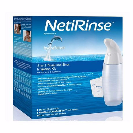Netirinse Hydrasense Netirinse 2-en-1 Kit d'irrigation nasale et des sinus, aide à réduire et soulager les symptômes nasaux et des sinus, 1 kit