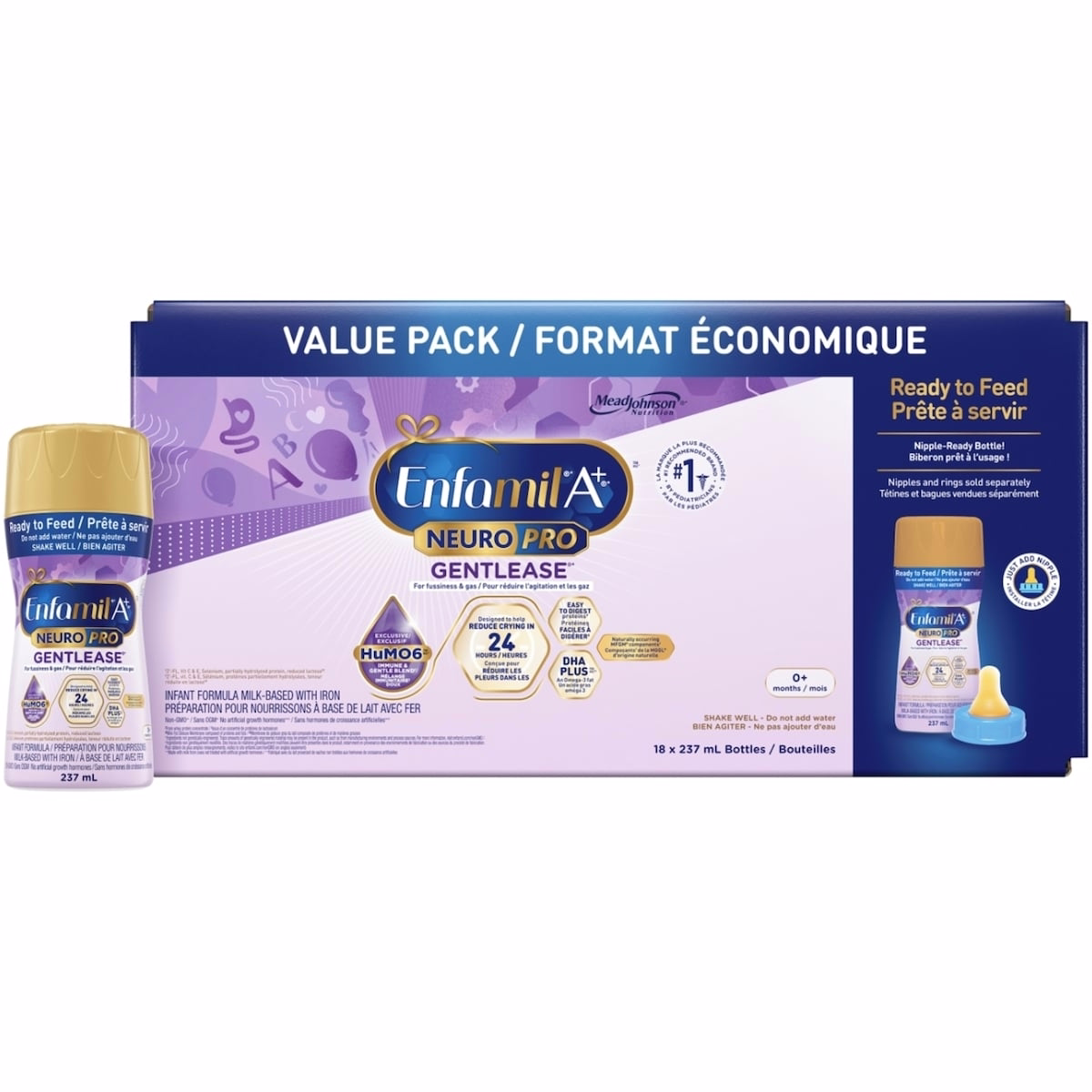 NeuroPro™ Gentlease, Baby Formula, 0-12 months, Ready to Feed Bottles, 237mL x 18ct