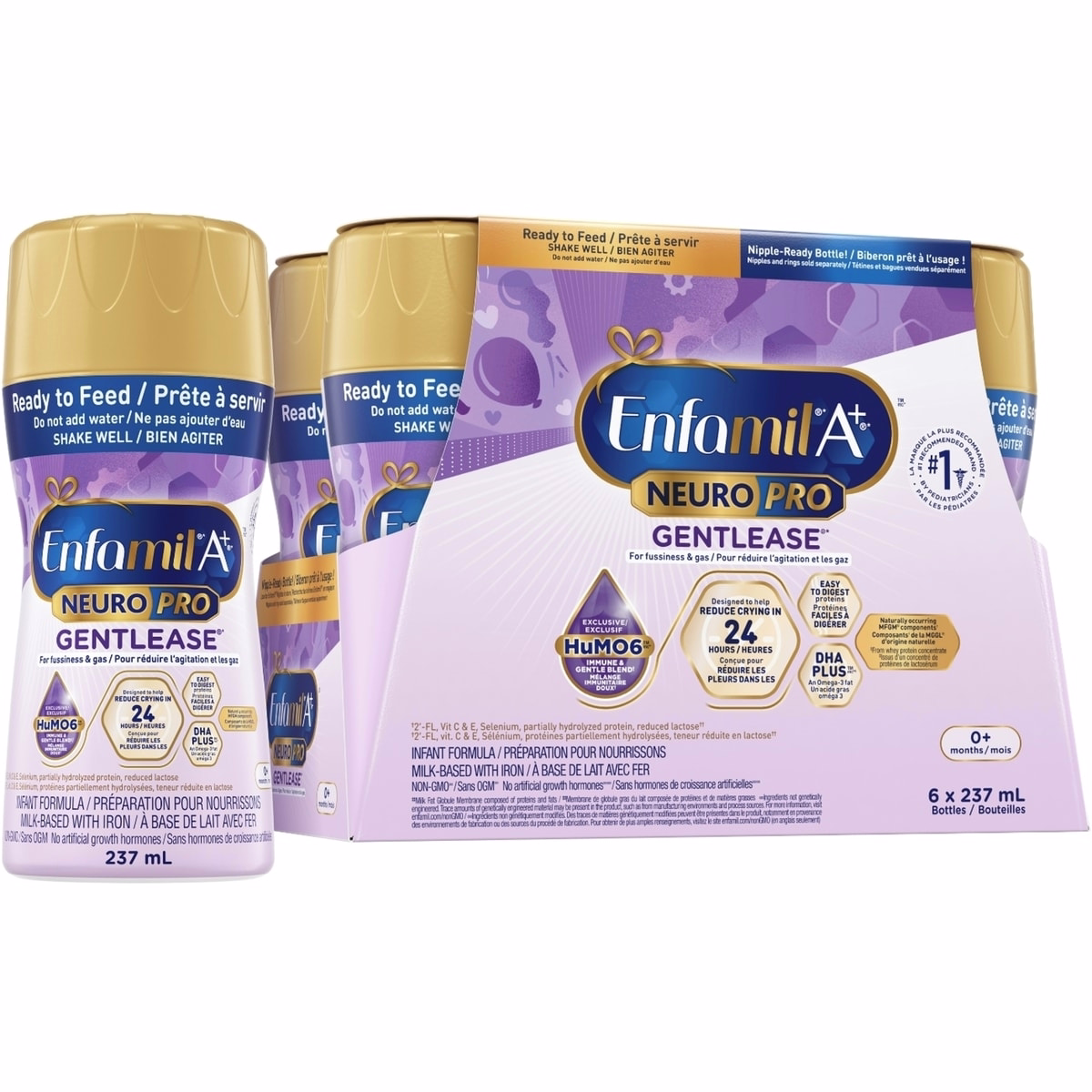 NeuroPro™ Gentlease, Baby Formula, 0-12 months, Ready to Feed Bottles, 237mL x 6ct