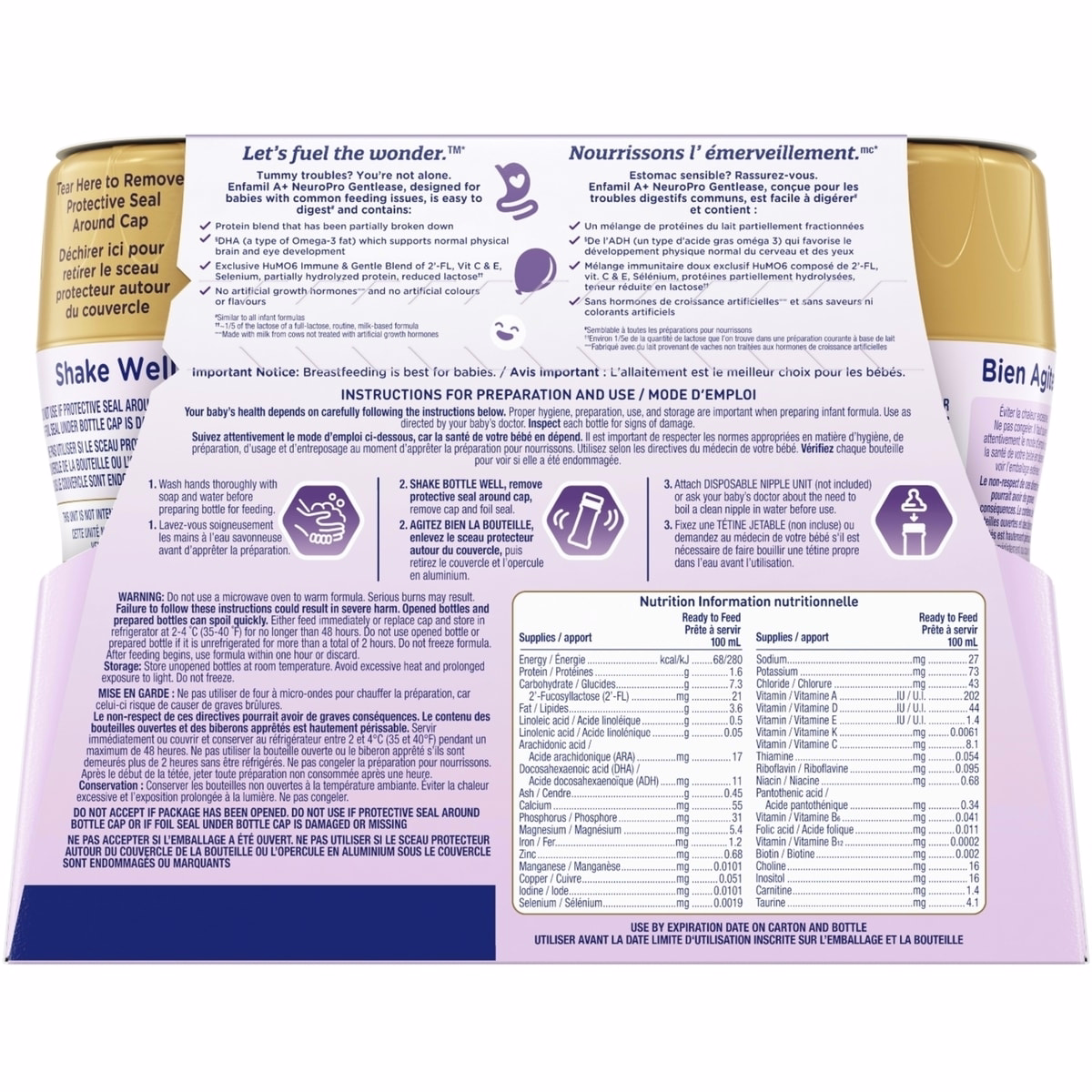 NeuroPro™ Gentlease, Baby Formula, 0-12 months, Ready to Feed Bottles, 237mL x 6ct