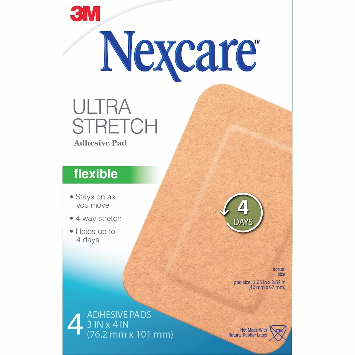 Nexcare™ ウルトラストレッチ粘着パッド 4パック
