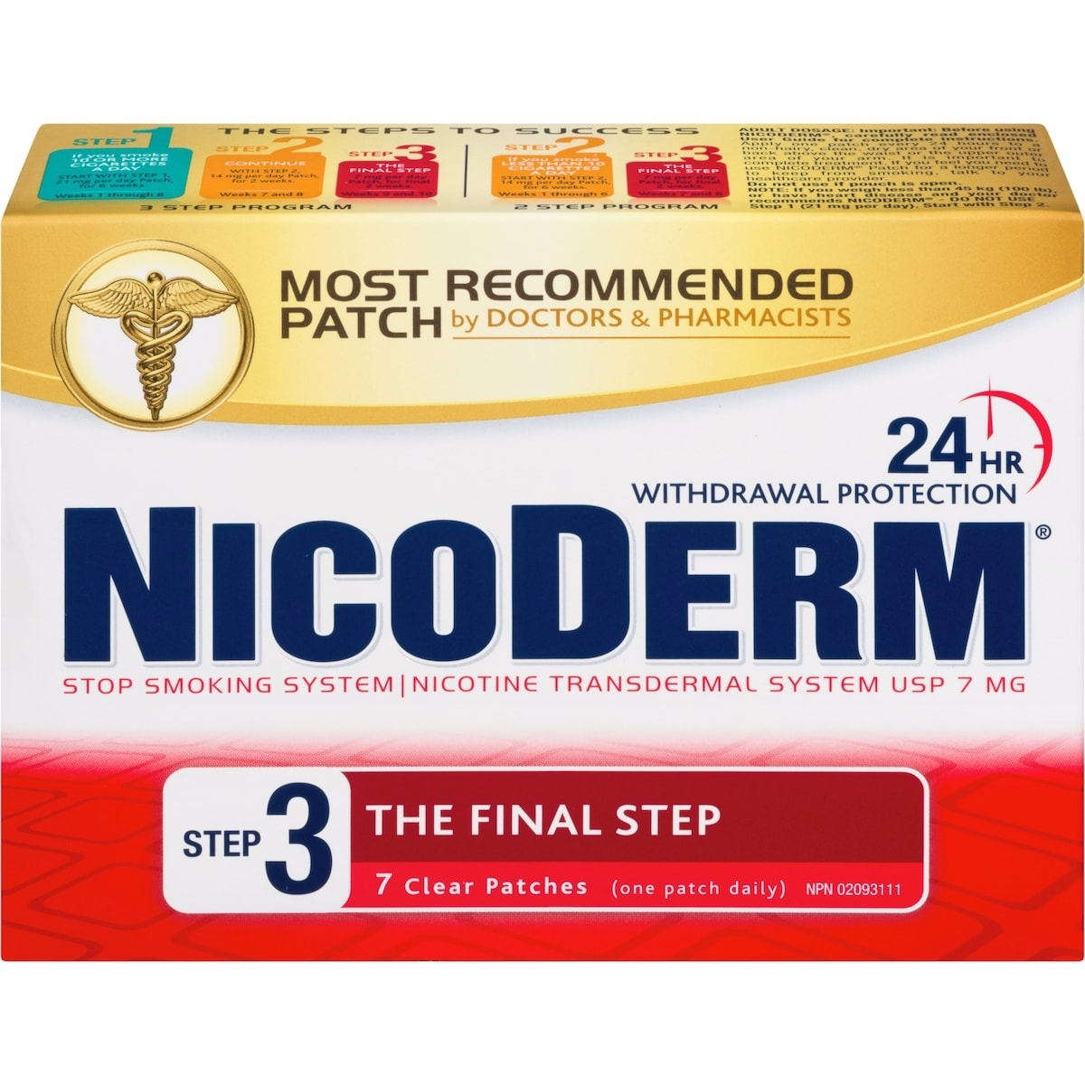 NICODERM® Stop Smoking System, STEP 3, 7 clear patches (one patch daily) 7 mg/day