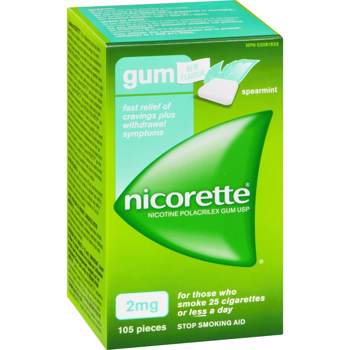 Gomme à la nicotine, 2 mg, Menthe verte