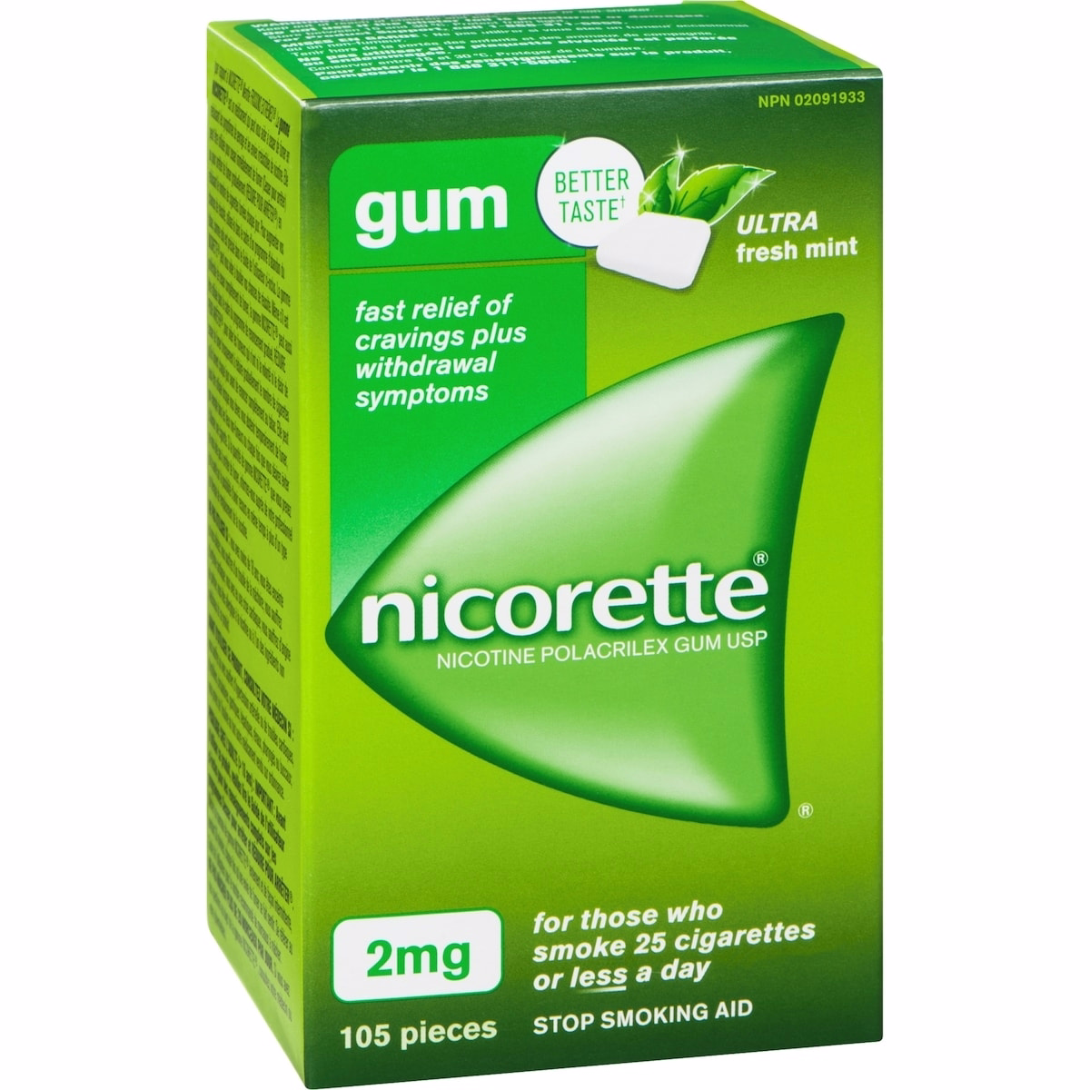 Nicotine Gum, 2 mg, Ultra Fresh Mint