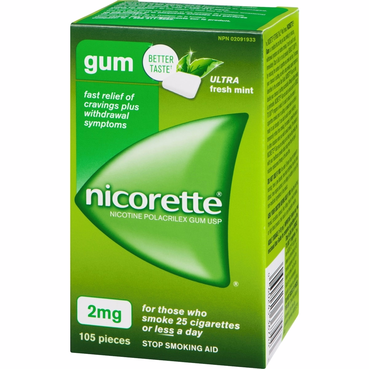 Nicotine Gum, 2 mg, Ultra Fresh Mint