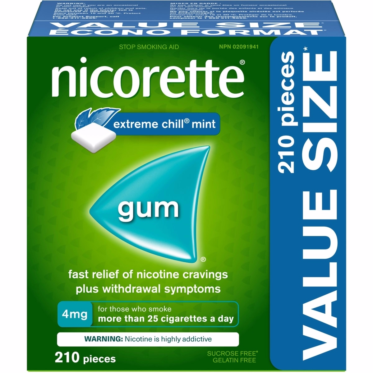 Nicotine Gum, 4 mg, Extreme Chill Mint