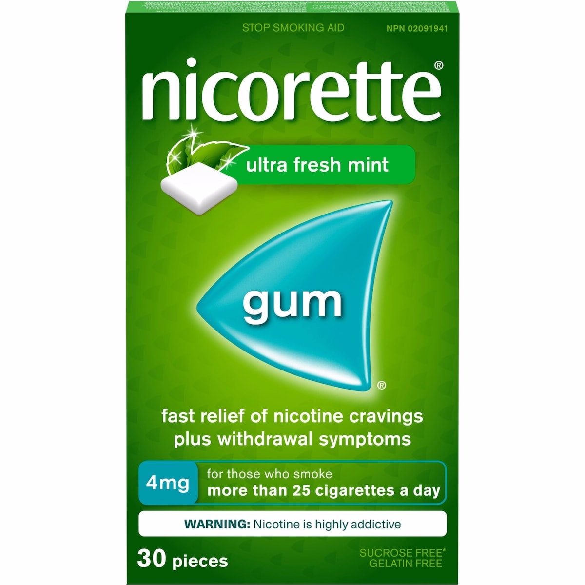 Nicotine Gum, 4 mg, Ultra Fresh Mint