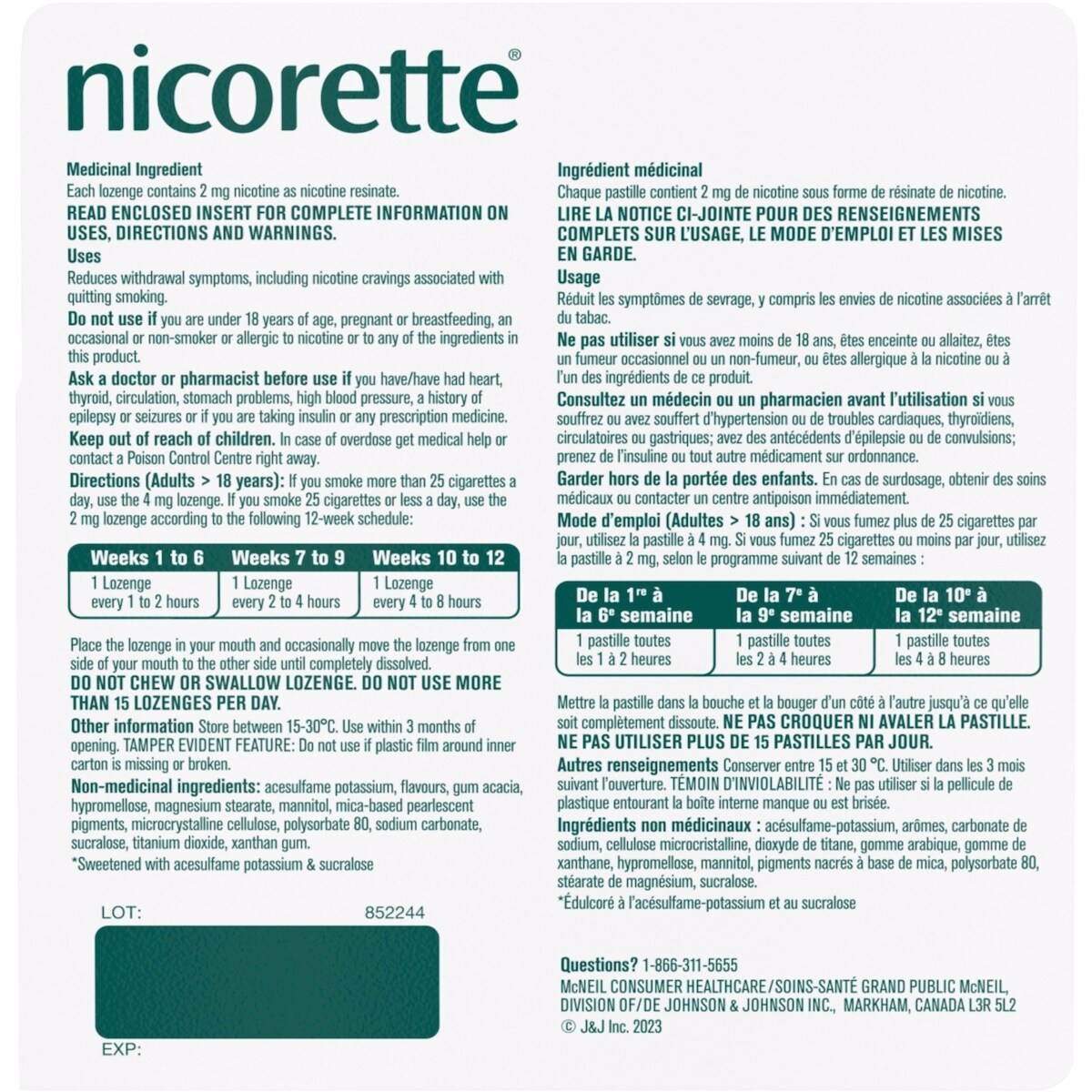 Nicotine Lozenges, 2 mg, Mint