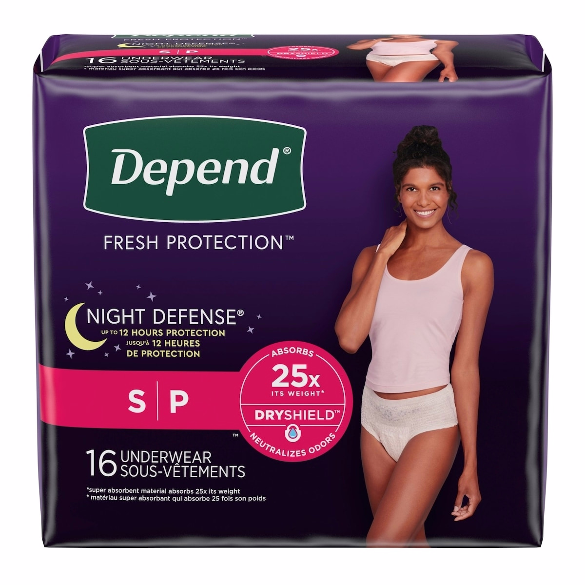 Night Defense Incontinence Underwear for Women, Overnight, Small