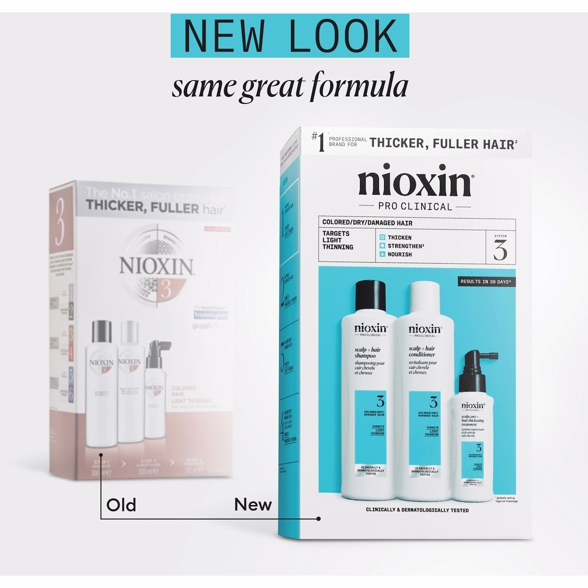 Nioxin Scalp + Hair Thickening System 3 - for Colored Or Dry Damaged Hair with Light Thinning - Includes Shampoo 150ml, Conditioner 150ml and Scalp Treatment 50ml Nioxin Scalp + Hair Thickening System 3 - for Colored Or Dry Damaged Hair with Light Thinning - Includes Shampoo 150ml, Conditioner 150ml and Scalp Tr