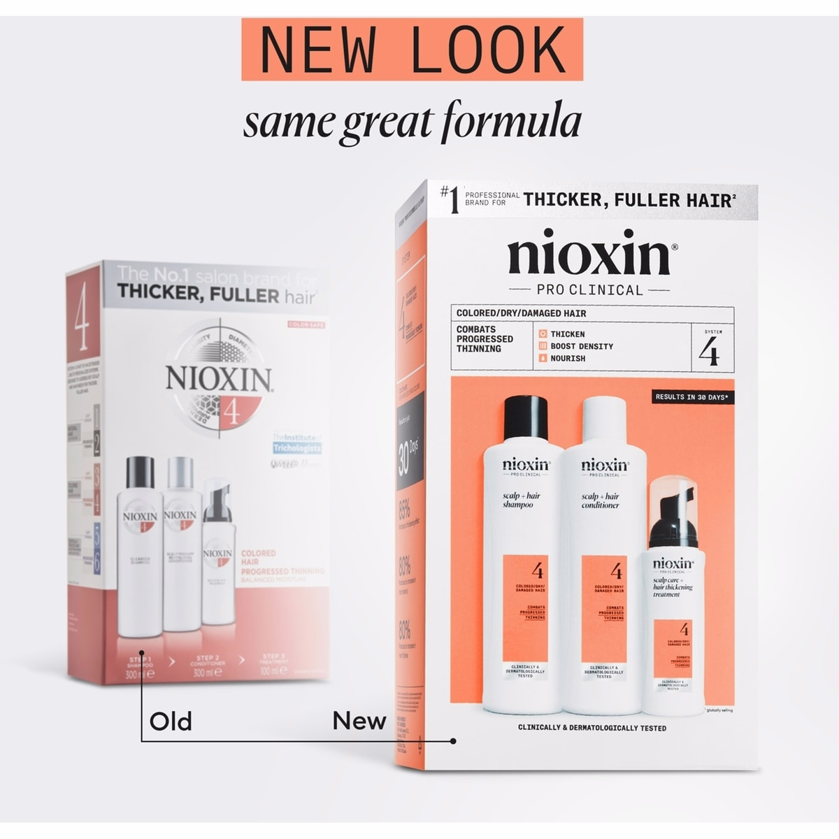 Nioxin Scalp + Hair Thickening System 4 - for Colored Or Dry Damaged Hair with Progressed Thinning - Includes Shampoo 300 ml, Conditioner 300 ml and S