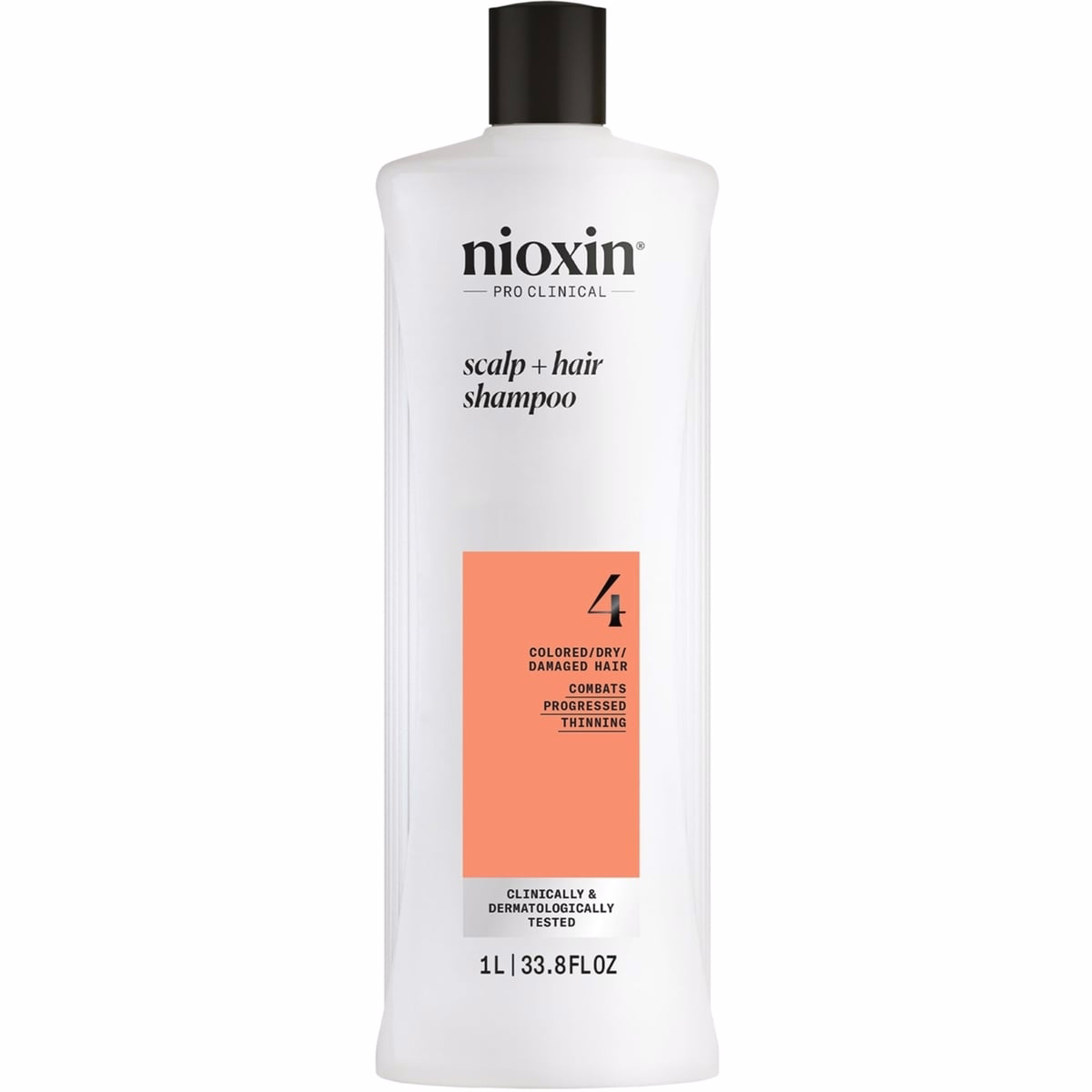 Nioxin System 4 두피 + 볼륨 강화 샴푸 손상된 모발의 진행된 가늘어짐, 1L