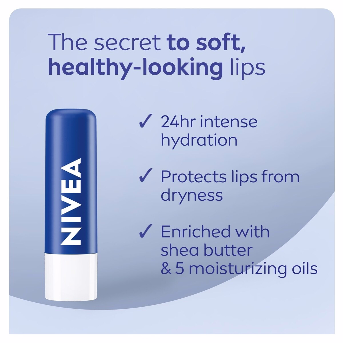 NIVEA Lip Care Essential, 24시간 보습, 시어버터 및 5가지 보습 오일 함유, (2 x 4.8g)