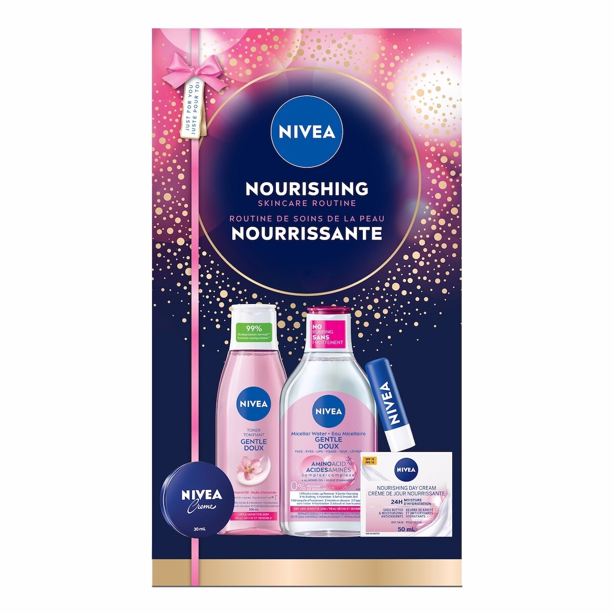 NIVEA Nourishing Skincare Routine, 5-Piece Holiday Gift Set for Dry and Sensitive Skin