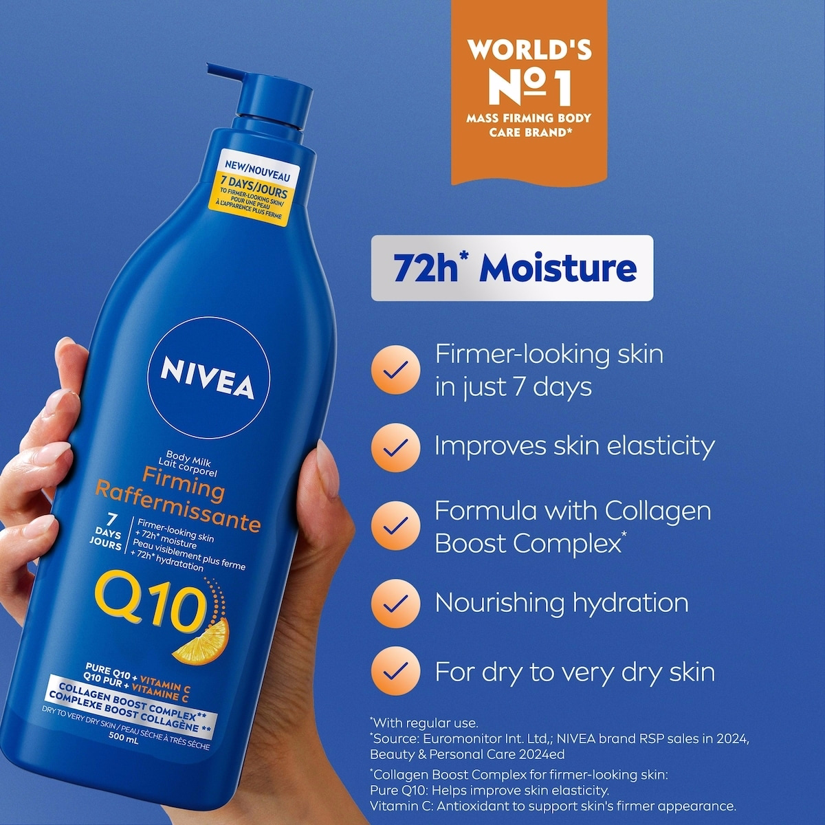 NIVEA Q10 Firming Body Lotion for Women, Body Milk with Q10 & Vitamin C, Dry Skin, 500 mL NIVEA Q10 Firming Body Lotion for Women, Body Milk with Q10 & Vitamin C, Dry Skin, 500 mL