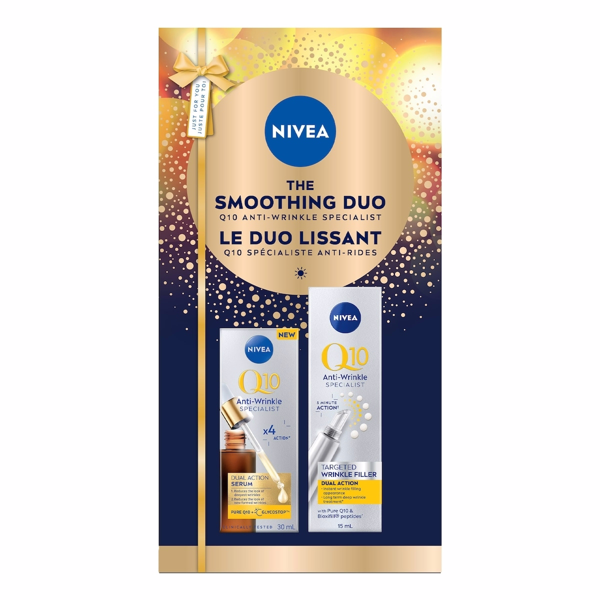 NIVEA スムージングデュオ Q10 アンチリンクル スペシャリスト ホリデー ギフトセット、セラムとしわフィラー
