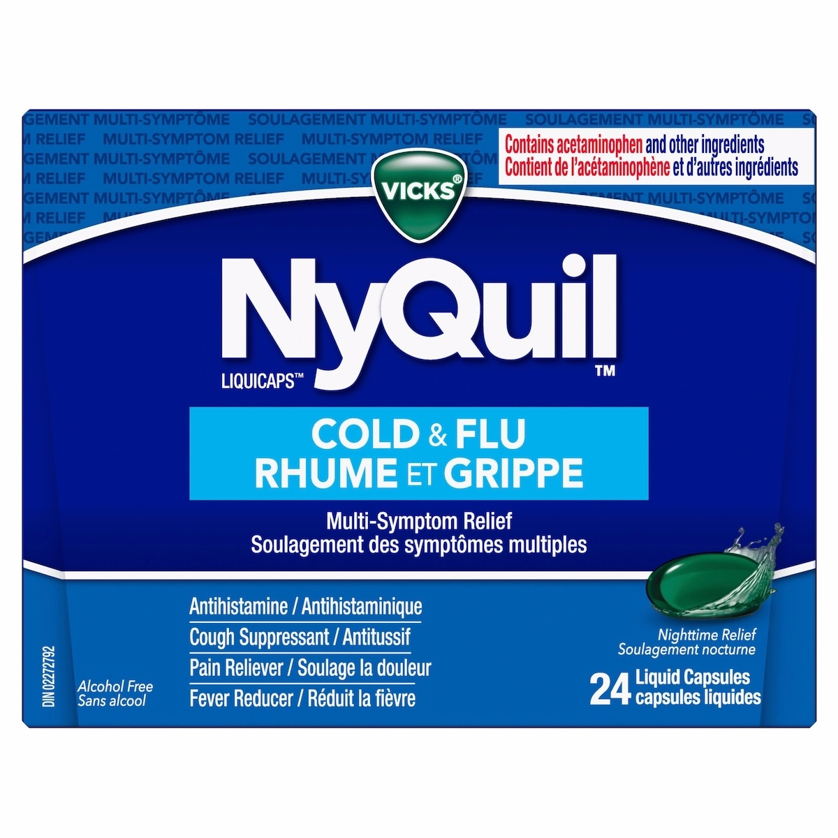 NyQuil Cold & Flu Multi-Symptom Relief Liquid Capsules, 24 Count
