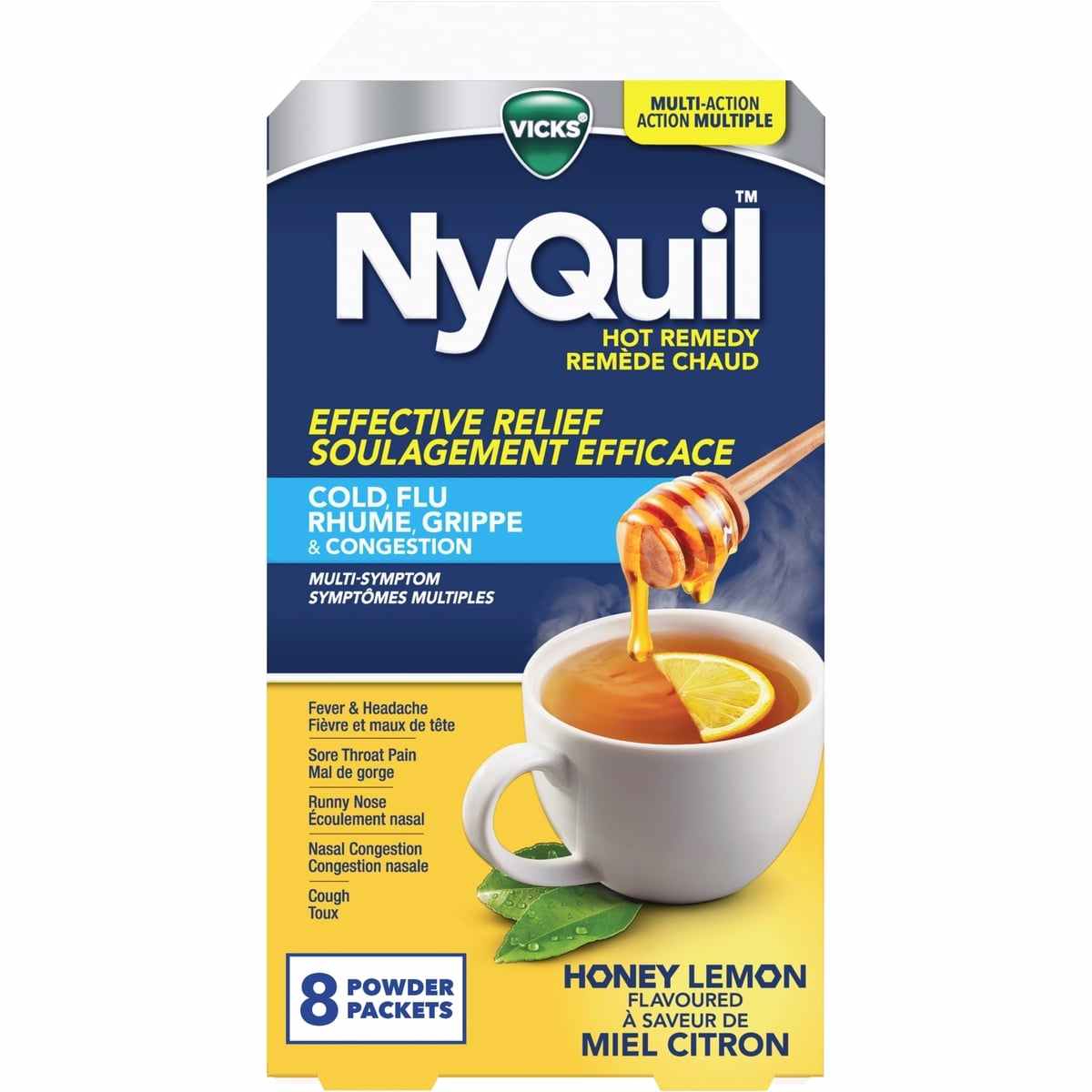 NyQuil Hot Remedy Cold, Flu & Congestion Medicine, Nighttime, Relief for Fever & Headache, Sore Throat Pain, Nasal Congestion, Runny Nose, Cough, Mult