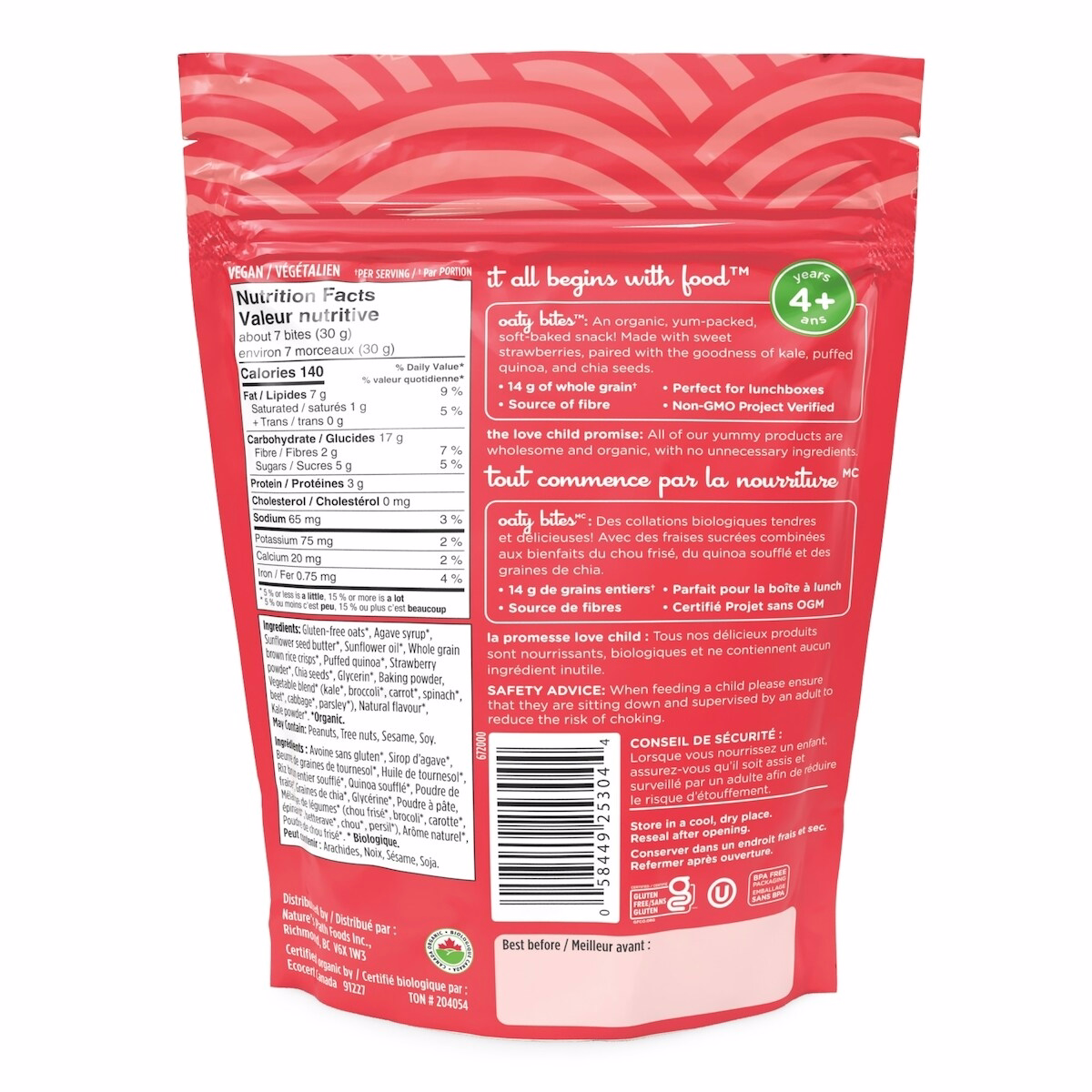 Oaty Bites Strawberry + Kale Snack Bites