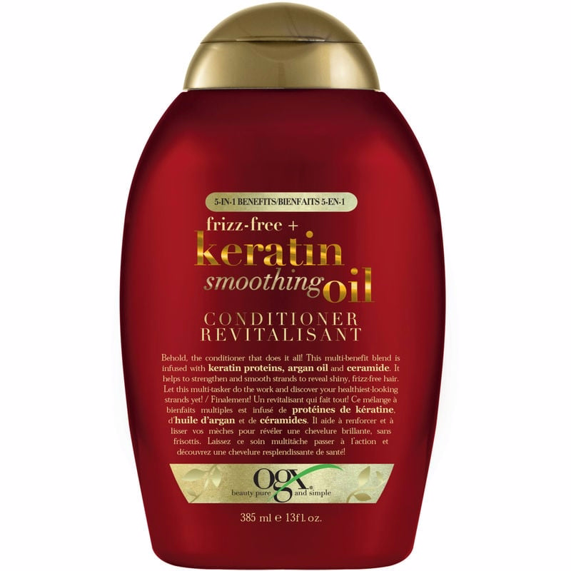 OGX Frizz-Free + Keratin Smoothing Oil Conditioner, 5 in 1, for Frizzy Hair, Shiny Hair 385.0 ML