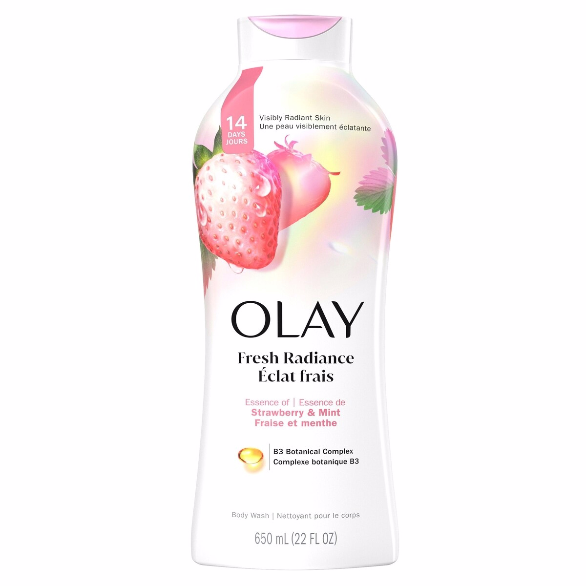 Olay Fresh Outlast 沐浴露，白草莓與薄荷，650 mL